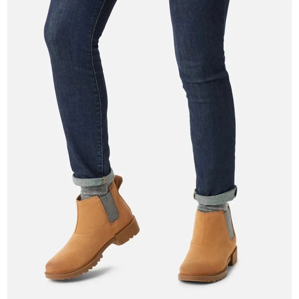 SOREL® Women's 6.5 EMELIE™ II Chelsea Waterproof Bootie in Dark‎ Moss/Gum - $140